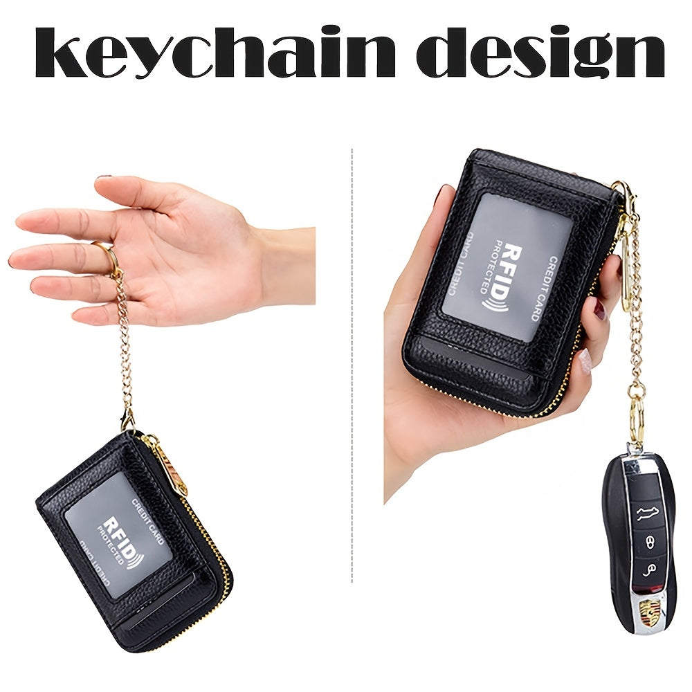 [Porte-cartes RFID] Porte-cartes RFID décontracté, portefeuille multi-compartiments - Étui à cartes zippé simple