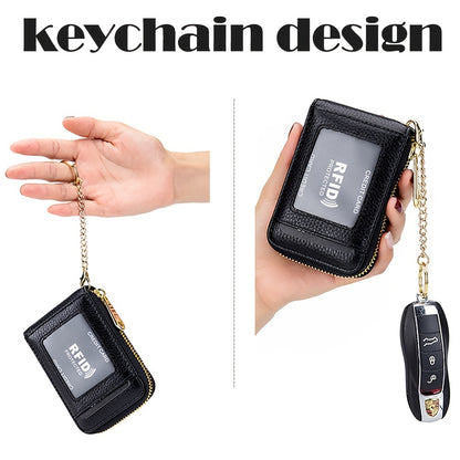 [Porte-cartes RFID] Porte-cartes RFID décontracté, portefeuille multi-compartiments - Étui à cartes zippé simple