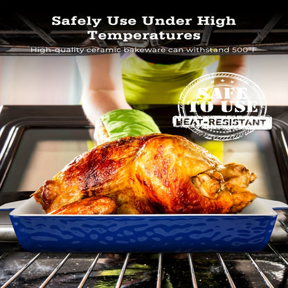 3Pack Ceramic Baking Dish for Oven Large Casserole Baking Dish with Handles Packaging Upgrade Nonstick Ceramic Bakeware for Cooking, Beautiful Color Ceramic Baking Dish Set