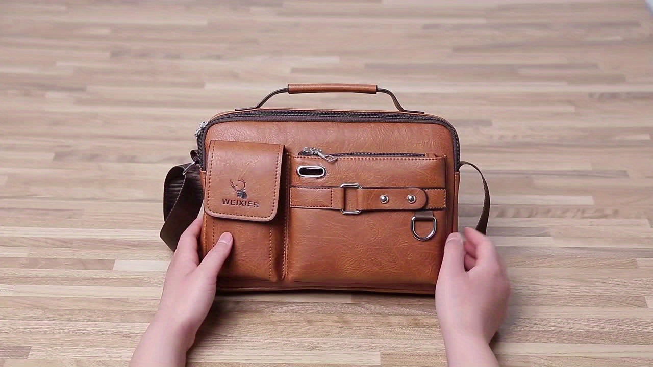 WEIXIER Herren-Umhängetasche, kompatibel mit / - Verstellbare Business- und Freizeit-Schultertasche, Bürotasche, Geschenk für Ehemann, Freund (Material)