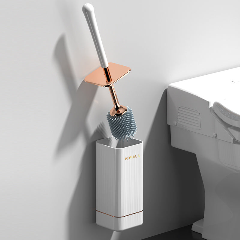 Aokala WC-Bürste mit Halter, elegantes WC-Bürsten-Set mit ergonomischem, langem Griff, modernes Badezimmer-Reinigungszubehör, langlebig, gründliche Reinigung, ideales Weihnachts- oder Halloween-Geschenk! – Schwarz &amp; Weiß