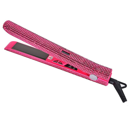 Lisseur à cheveux Bling Rhinestone 2 en 1, fer plat et boucleur pour tous types de cheveux, professionnel, rapide, températures réglables, équipement de salon, fer décoratif, matériau résistant à la chaleur, lissage parfait