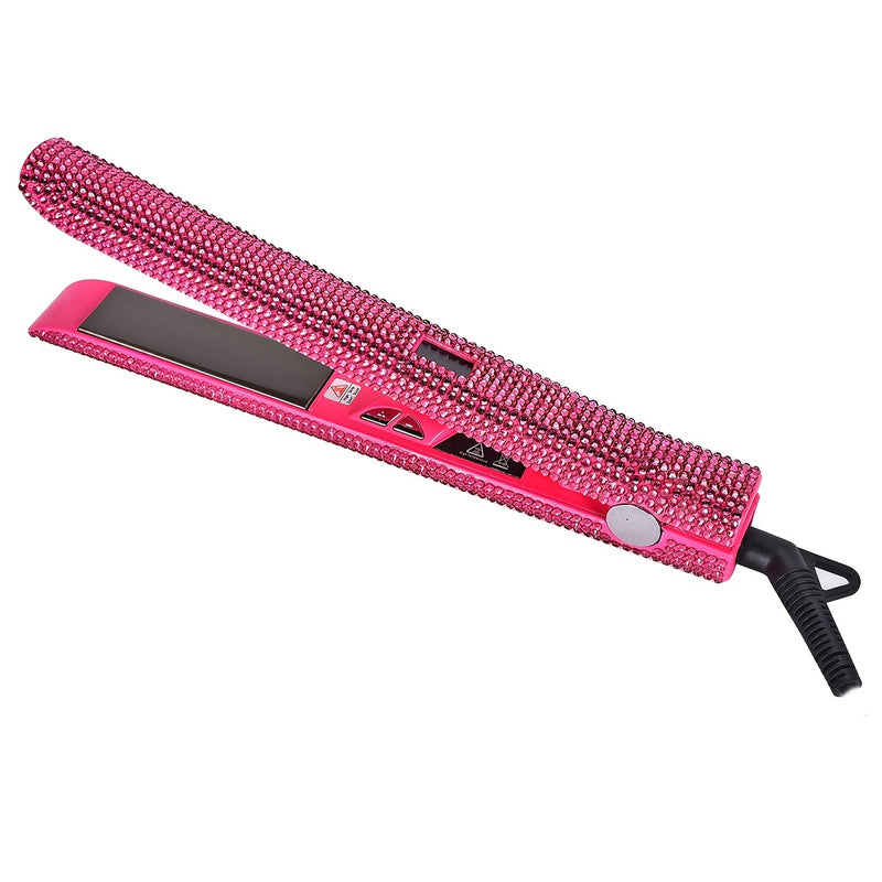 Lisseur à cheveux Bling Rhinestone 2 en 1, fer plat et boucleur pour tous types de cheveux, professionnel, rapide, températures réglables, équipement de salon, fer décoratif, matériau résistant à la chaleur, lissage parfait