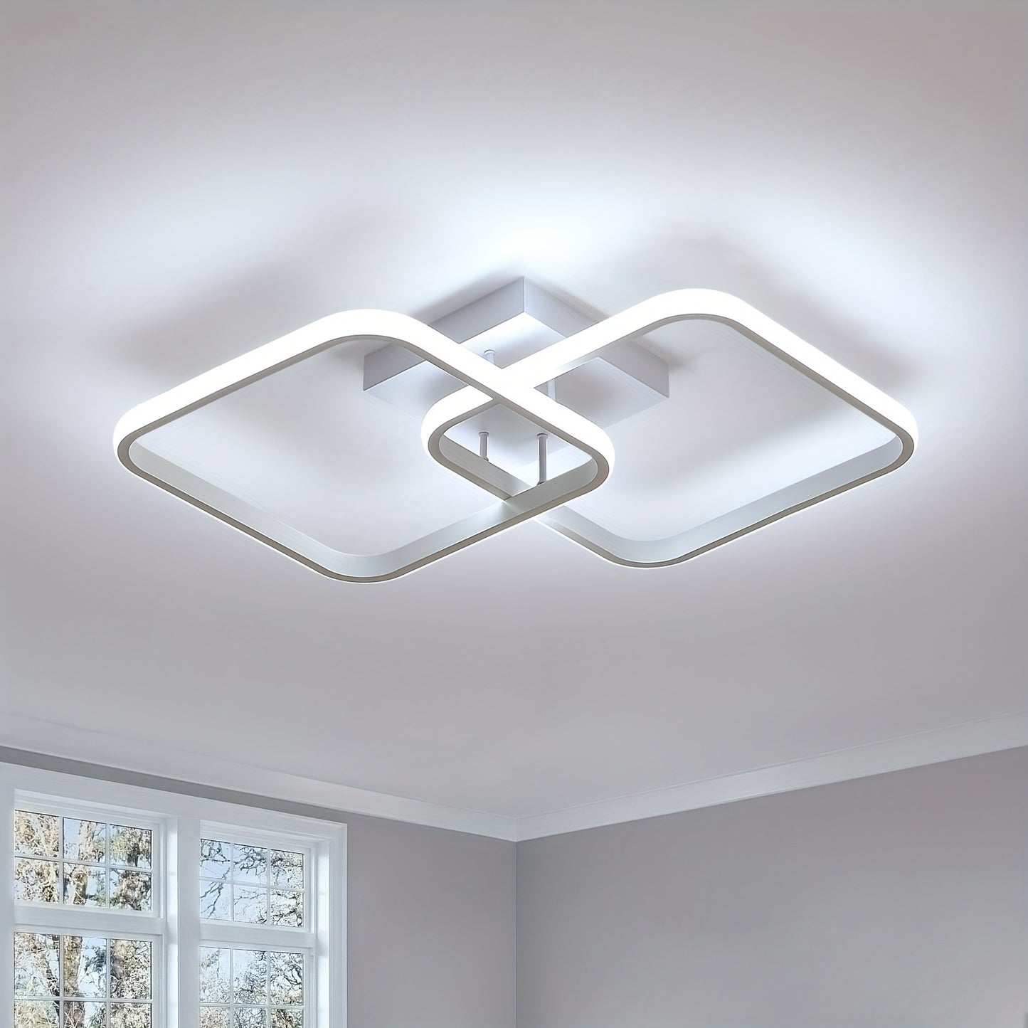 Modern Square Ceiling Light, LED Chandeliers, Aluminum Ceiling Light For Kitchen Dining Room Living Room Studio Office, 3000-6000K, Diameter Of Square Frame 11.42inch