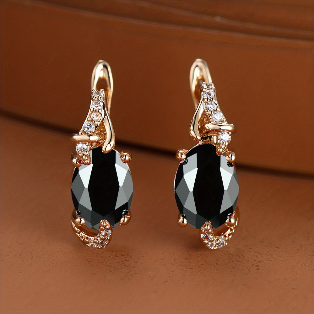Elegante, 18 Karat vergoldete Ohrstecker mit blauem Stein – Rund- und Ovalschliff, synthetische Zirkonia, Ohrstecker aus Kupfer – Schmuck für jede Jahreszeit | Trendiges Design | Langlebige Vergoldung