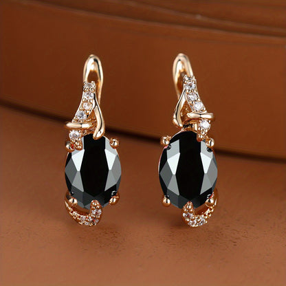 Elegante, 18 Karat vergoldete Ohrstecker mit blauem Stein – Rund- und Ovalschliff, synthetische Zirkonia, Ohrstecker aus Kupfer – Schmuck für jede Jahreszeit | Trendiges Design | Langlebige Vergoldung