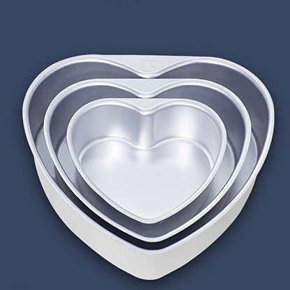 3-Piece Heart-Shaped Cake Pan Set with Removable Bottoms - Aluminum Bakeware for Birthdays, Christmas, Mother's Day, Graduation, Juneteenth, 4th of July - Manual, Non-Stick, 4/6/8 Inch
