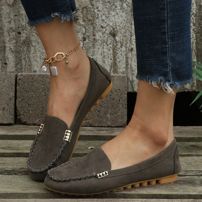 Mocassins confortables à bout rond | Chaussures unies à enfiler pour femmes