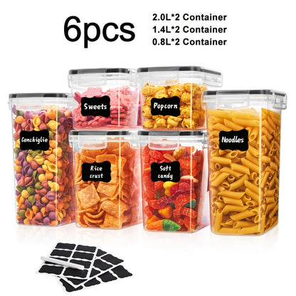 Set of Sealed Kitchen Storage Containers in Various Sizes, Free from BPA, Designed for Organizing Items Like Pasta, Snacks, Sugar, And Grains, Ensuring for longer Freshness