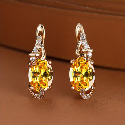 Elegante, 18 Karat vergoldete Ohrstecker mit blauem Stein – Rund- und Ovalschliff, synthetische Zirkonia, Ohrstecker aus Kupfer – Schmuck für jede Jahreszeit | Trendiges Design | Langlebige Vergoldung