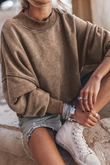 Sky Blue Drop Shoulder Crew Neck Pullover Sweatshirt