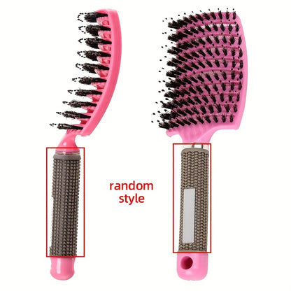1 Stück gebogene, belüftete professionelle Entwirrungsbürste | Magischer Kopfhautmassagekamm für Frauen, ideal für nasses, lockiges Haar, Styling-Tool, Griff aus ABS-Kunststoff, Nylonborsten - Perfektes Weihnachtsgeschenk für Freunde/Verwandte