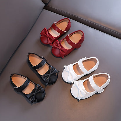 Chaussures plates Mary Jane pour filles, semelle souple antidérapante, décorées d'un nœud, style princesse