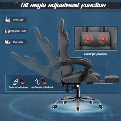 Fabric Computer Chair Gaming Chair Massage Game Chair Cloth Office Chair with Headrest, Lumbar Support & Footrest