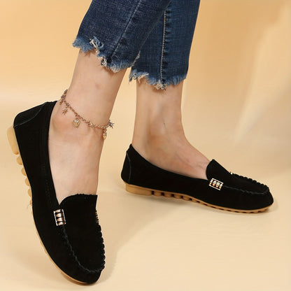 Mocassins confortables à bout rond | Chaussures unies à enfiler pour femmes