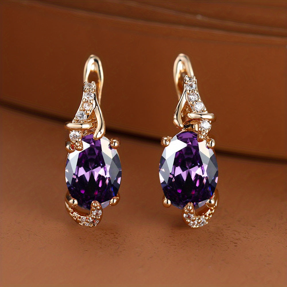 Elegante, 18 Karat vergoldete Ohrstecker mit blauem Stein – Rund- und Ovalschliff, synthetische Zirkonia, Ohrstecker aus Kupfer – Schmuck für jede Jahreszeit | Trendiges Design | Langlebige Vergoldung