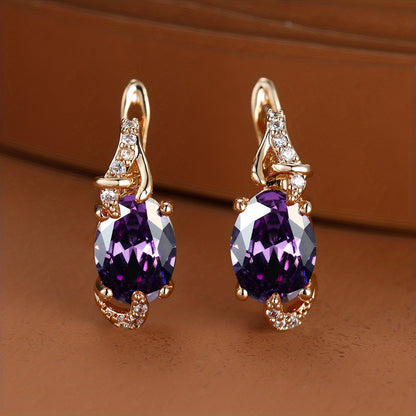 Elegante, 18 Karat vergoldete Ohrstecker mit blauem Stein – Rund- und Ovalschliff, synthetische Zirkonia, Ohrstecker aus Kupfer – Schmuck für jede Jahreszeit | Trendiges Design | Langlebige Vergoldung