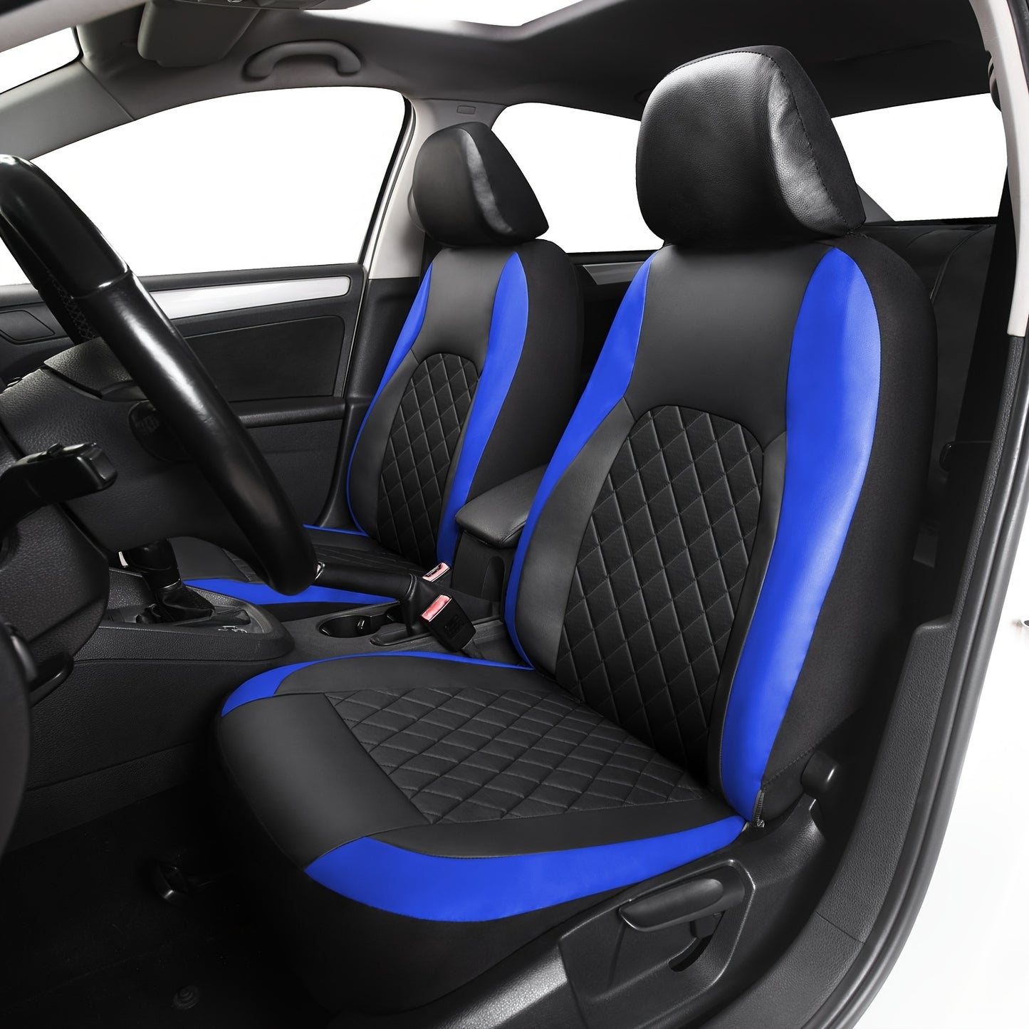 Universal Faux Leather Car Seat Covers Full Set Car Seat Covers Full Set Front Seats and Rear Bench, Universal Fit 5 Seat Covers for SUV, Automotive Truck, Scratch Proof