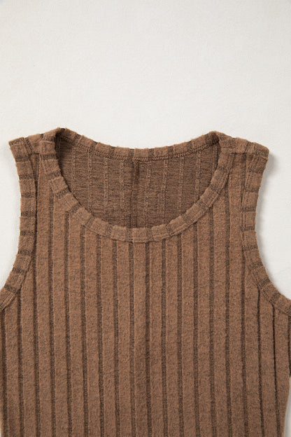 Camel Slim Ribbed Mineral Wash Tank Top