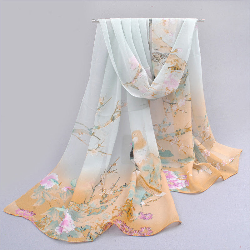 Eleganter, dünner Chiffonschal | Tiermuster, atmungsaktiv, winddicht, dekorativ, geeignet für Freizeit und Wochenende, maschinenwaschbar