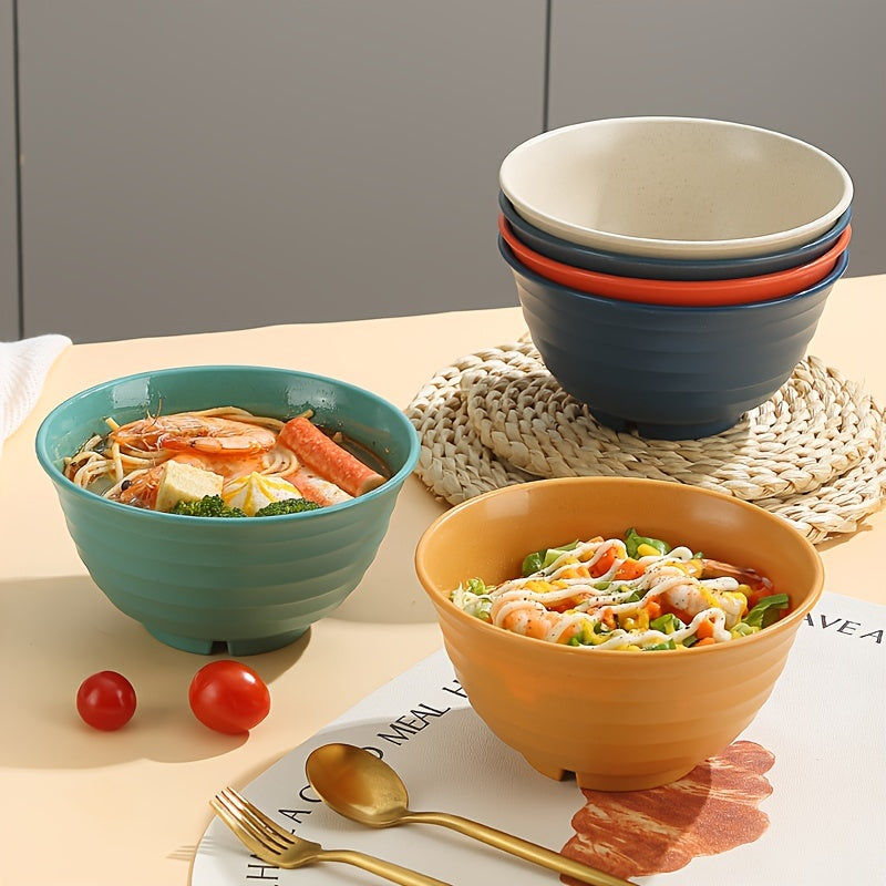 4pcs Wheat Straw Bowls Set, Microwavable And Dishwasher Safe, Soup Bowl, Salad Bowl, BPA-free, Odorless, Portable, Unbreakable, For Home Kitchen Camping, Dinnerware Accessories, Kitchen Supplies