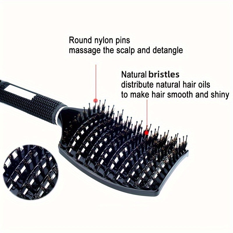 1 Stück gebogene, belüftete professionelle Entwirrungsbürste | Magischer Kopfhautmassagekamm für Frauen, ideal für nasses, lockiges Haar, Styling-Tool, Griff aus ABS-Kunststoff, Nylonborsten - Perfektes Weihnachtsgeschenk für Freunde/Verwandte