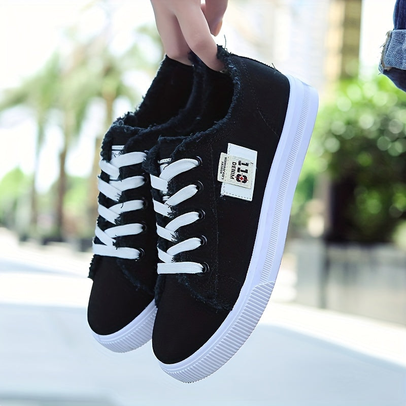 Damen-Freizeitschuhe aus Canvas mit runder Zehenpartie, einfarbig, Größe S, weiß, flache Sohle, PVC-Sohle, Obermaterial und Innensohle aus Stoff, Handwäsche, keine chemische Reinigung, Frühling, Herbst, ganzjährig 2022