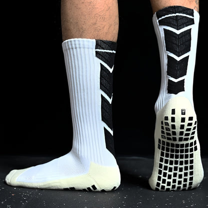 Rutschfeste, gepolsterte Fußballsocken mit Gummisohle – Anti-Rutsch-Trainingssocken mit rutschfester Traktion, Ganzjahres-Sportsocken für Fußball, Basketball, Laufen und Wandern
