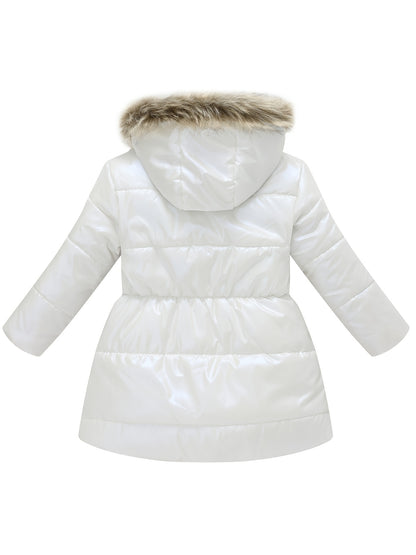 Winterjacke für Kinder im neuen Stil: Dicke, glänzende Kapuzenjacke für Jungen und Mädchen, mittellang