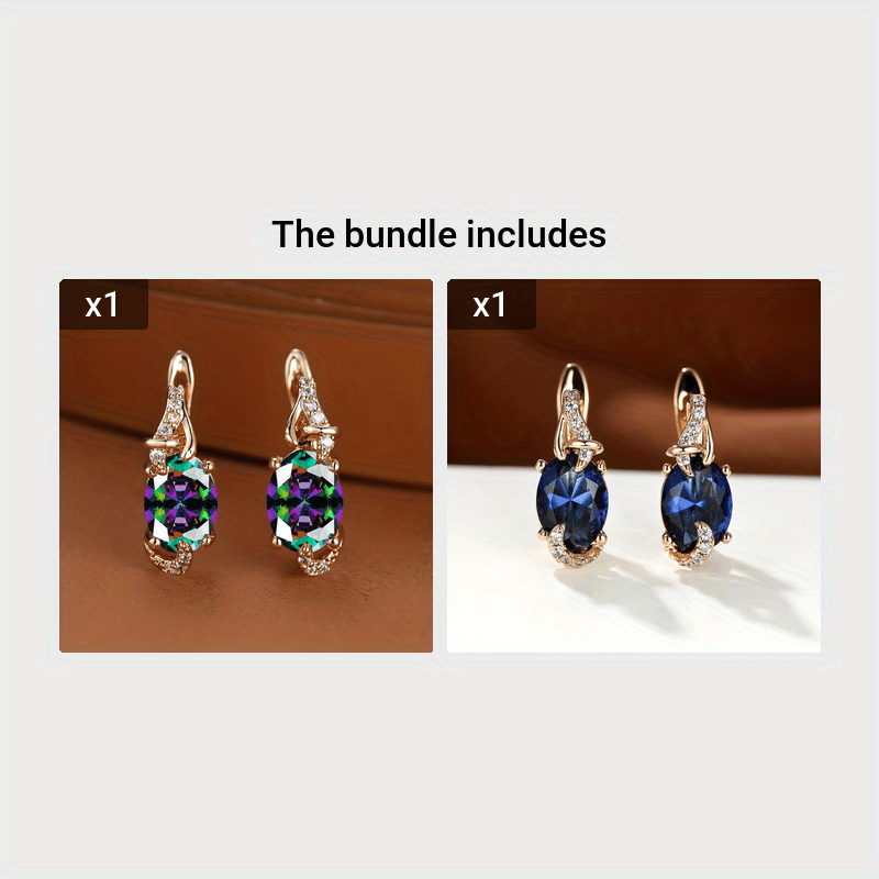 Elegante, 18 Karat vergoldete Ohrstecker mit blauem Stein – Rund- und Ovalschliff, synthetische Zirkonia, Ohrstecker aus Kupfer – Schmuck für jede Jahreszeit | Trendiges Design | Langlebige Vergoldung