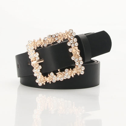 [Elegant Belt] 2023 Women's Fashion Accessory, Elegant Alloy Rhinestone Pin Buckle Belt, Versatile Dress Decorative Accessory, Casual & Sporty Style, Hand Washable - Ideal for Weekend and Festive Occasions, Weekend Casual Wea