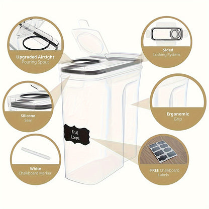 BPA-freie, luftdichte Kunststoff-Vorratsdosen, 2er-/4er-Pack, 2,5 l/88 oz, 4-teiliges Set mit Etiketten, stapelbar und platzsparend, spülmaschinenfest, schwarz, für Müsli, Snacks, Zucker, Küchenorganisation, Müslispender, moderne Küche