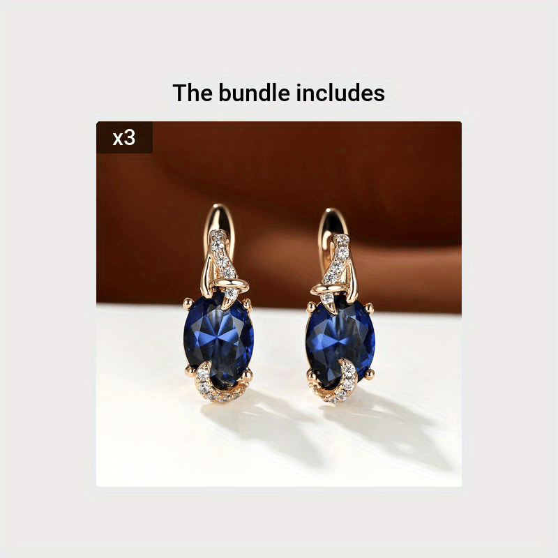 Elegante, 18 Karat vergoldete Ohrstecker mit blauem Stein – Rund- und Ovalschliff, synthetische Zirkonia, Ohrstecker aus Kupfer – Schmuck für jede Jahreszeit | Trendiges Design | Langlebige Vergoldung