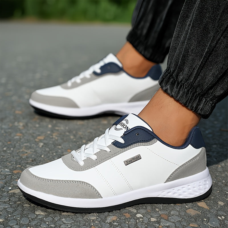 VanWeir Lightweight Men'S Shoes | Navy Blue/White, Lace-up Sports Shoes with MD/TPR Sole, Breathable Fabric Lining for Outdoor, Hiking & Casual Wear