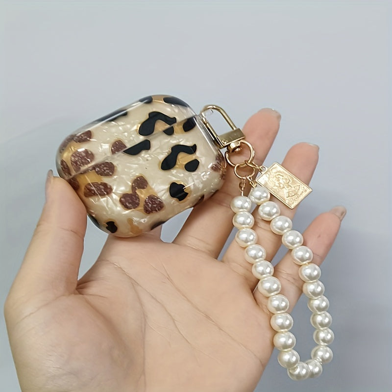 Stilvolle Kopfhörerhülle mit Leopardenmuster und Aufhängekette – perfekt für AirPods 1 und 2!