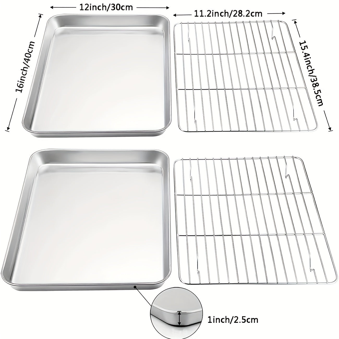 1pc Baking Sheet And Rack, Stainless Steel Cookie Sheet, Baking Pan Tray with Cooling Rack, Toxic & Healthy, Free & Dishwasher Safe, for Outdoor Picnic Party BBQ Accessories Kitchen Accessories