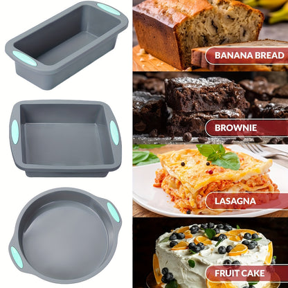51/46 Pieces Silicone Bakeware Set, Non-Stick Kitchen Oven Baking Pans, Silicone Cake Molds with Muffin Pan, Cookies Baking Sheet, Cake Pan, Donut Pan and Loaf Pan  with 24 Pack Silicone Baking Cups, 17pcs Measuring Cups and