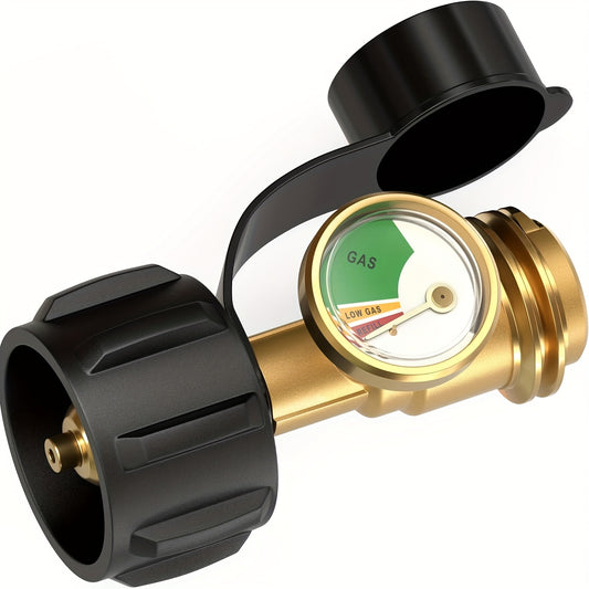 Propane Tank Gauge Level Indicator Leak Detector Gas Pressure Meter Universal for RV Camper, Cylinder, BBQ Gas Grill, Heater and More Appliances-Type 1 Connection