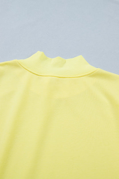Yellow Solid Color High Neck Cap Sleeve Loose Top