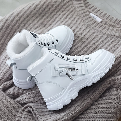 Damen-Winterstiefel mit hohem Schaft – Warm gefütterte Stiefeletten mit dicker Sohle, Schnürung, lässiger Stil, perfekt für Komfort bei kaltem Wetter, Winterstiefel