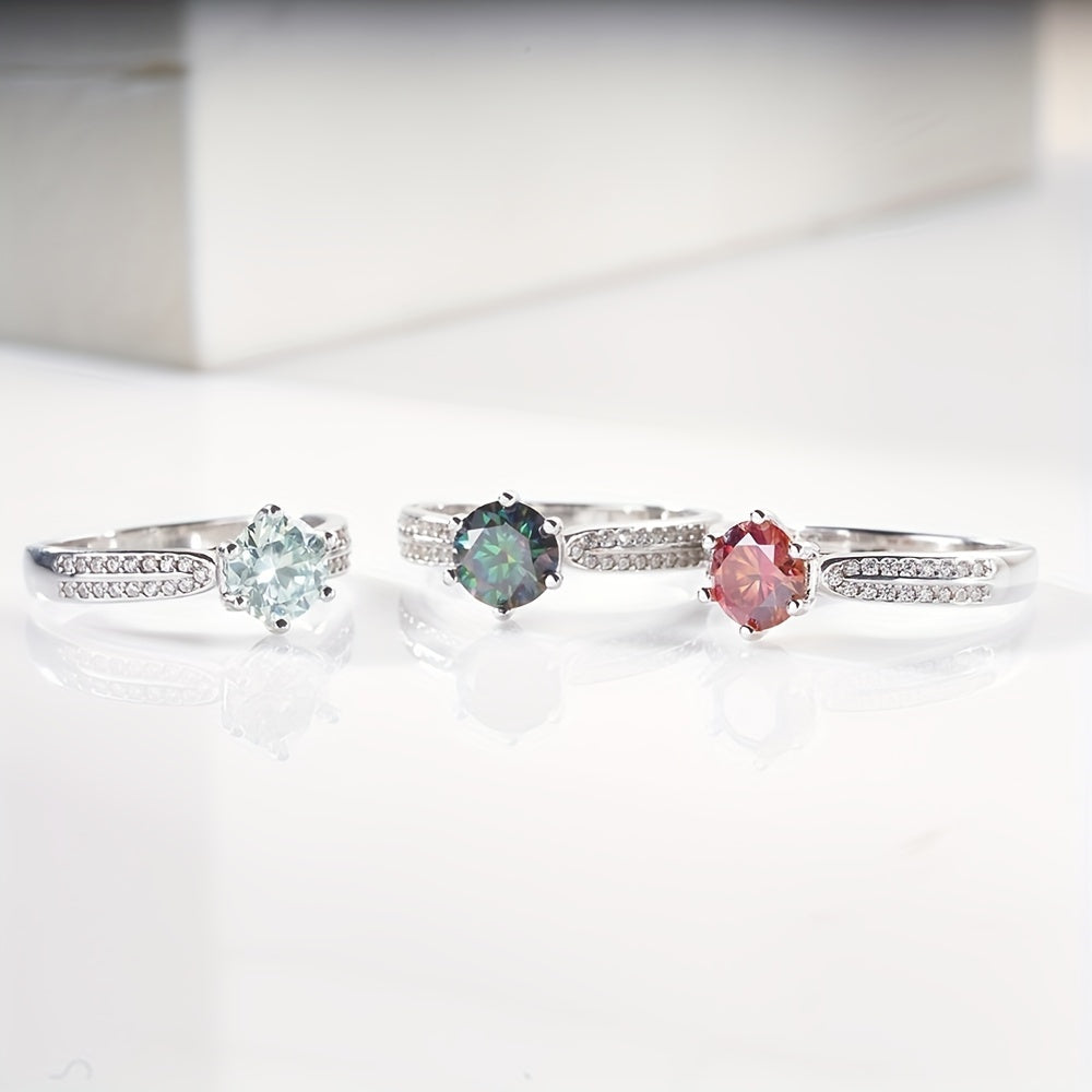 Tancise Original 925 Sterling Silber Ring Moissanit mit Zertifikat Feiner Schmuck Verlobungsringe für Damen