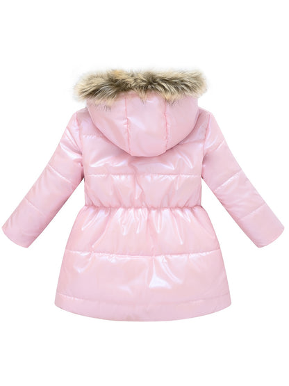 Winterjacke für Kinder im neuen Stil: Dicke, glänzende Kapuzenjacke für Jungen und Mädchen, mittellang