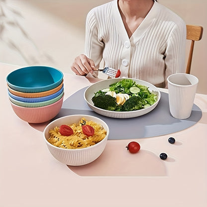 18/6pcs Unbreakable Plastic Dinnerware Set, Round, Polka Dots, Lightweight and Dishwasher Safe, Colorful, with Plants Theme, for Dorm, Kitchen, Camping, RV, and Party