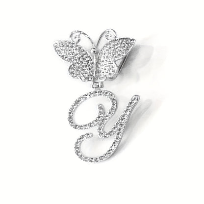 Trendy Shiny Butterfly Cursive Letter Cuban Chain Anklet For Women A-Z Letters Anklets Punk Hip Hop Style Sparkling Barefoot Jewelry