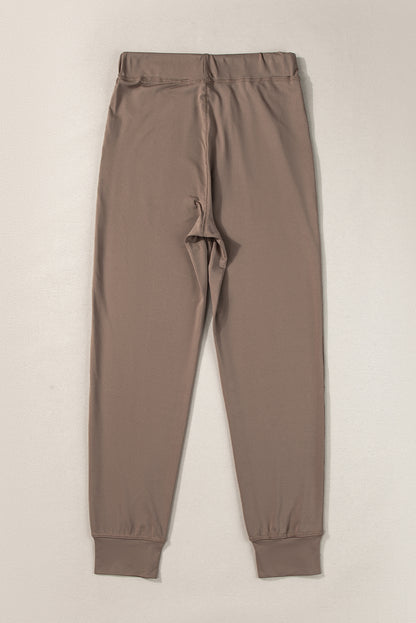 Black Drawstring Elastic Waistband Pocketed Joggers