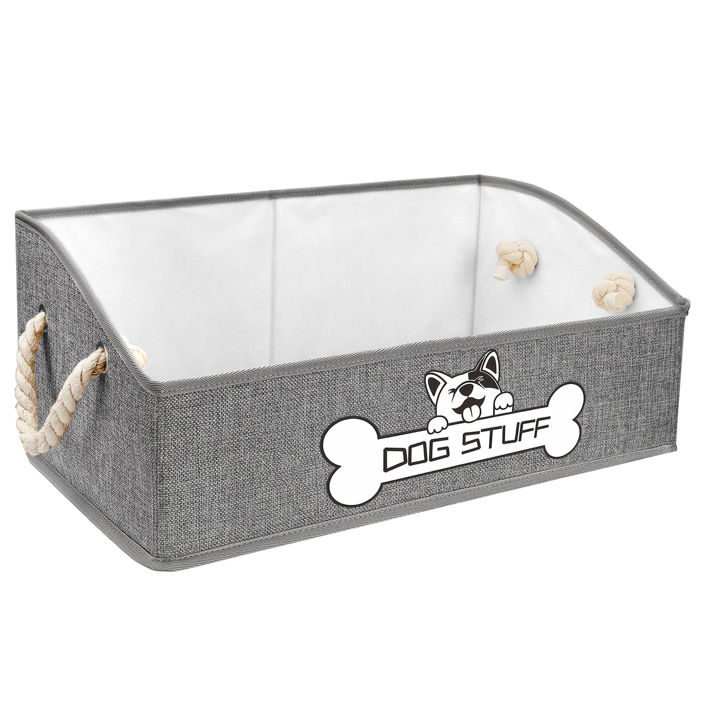 Collapsible Fabric Dog Toy Box And Storage Bin with Handle - Trapezoid Basket Chest Organizer for Pet Toys, Blankets And Accessories