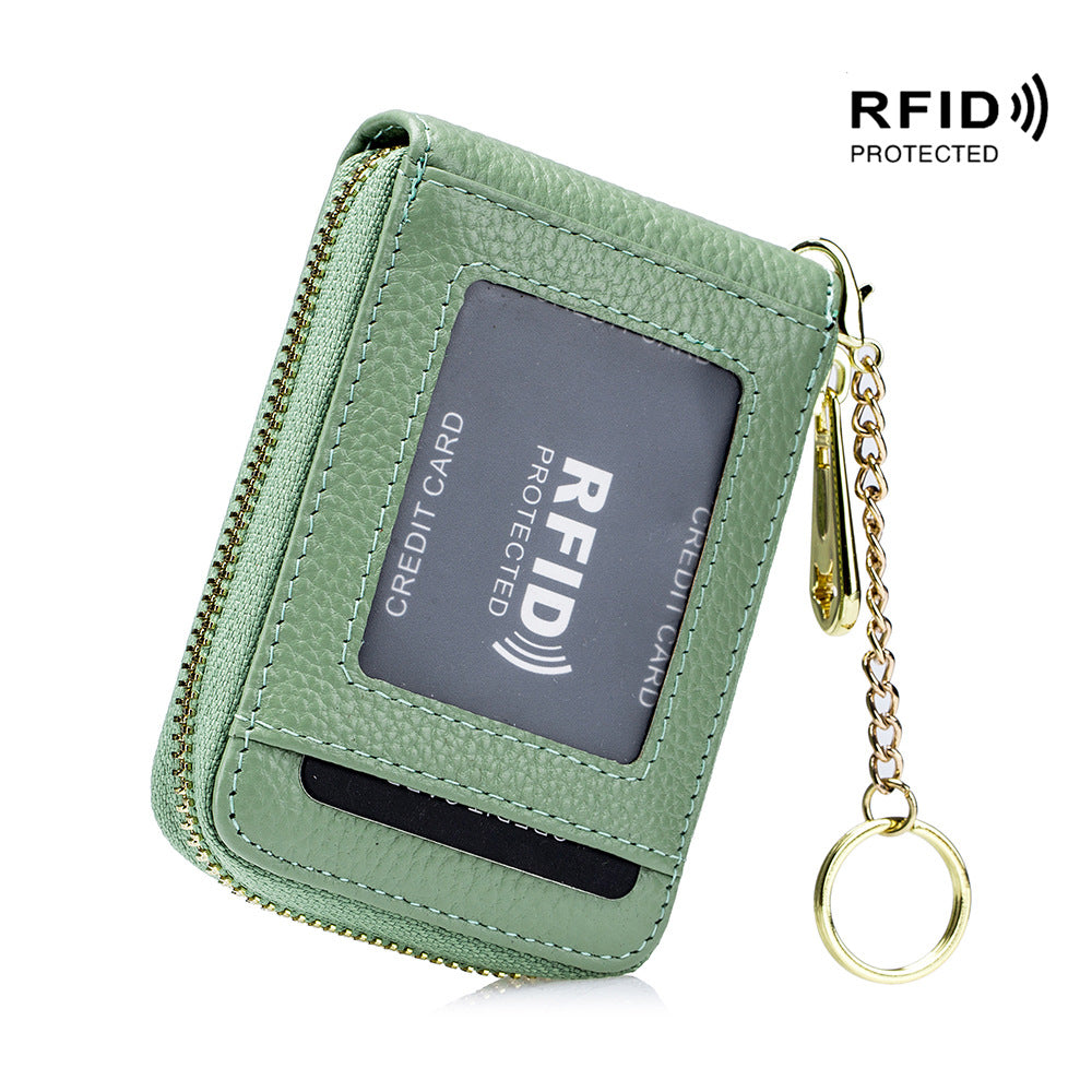 [Porte-cartes RFID] Porte-cartes RFID décontracté, portefeuille multi-compartiments - Étui à cartes zippé simple