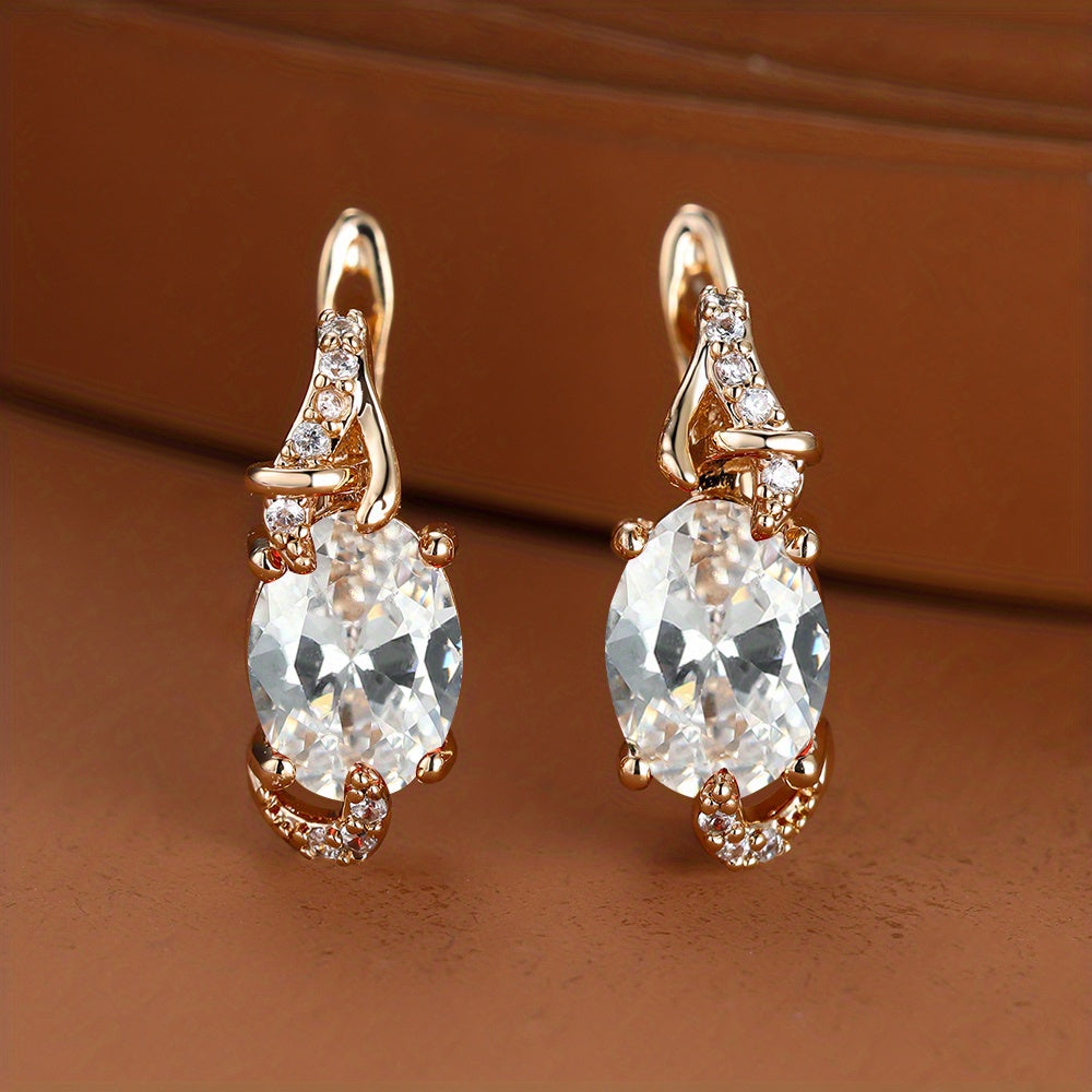 Elegante, 18 Karat vergoldete Ohrstecker mit blauem Stein – Rund- und Ovalschliff, synthetische Zirkonia, Ohrstecker aus Kupfer – Schmuck für jede Jahreszeit | Trendiges Design | Langlebige Vergoldung