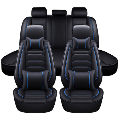 5-Seat Full Set Faux Leather Car Seat Covers - Waterproof All-Weather Protection, Full Surrounded Cushion Protector with Soft Foam Padding, Precise Fit for Cars, Trucks, Sedans & SUVs - Easy Installation, Durable Automotive I