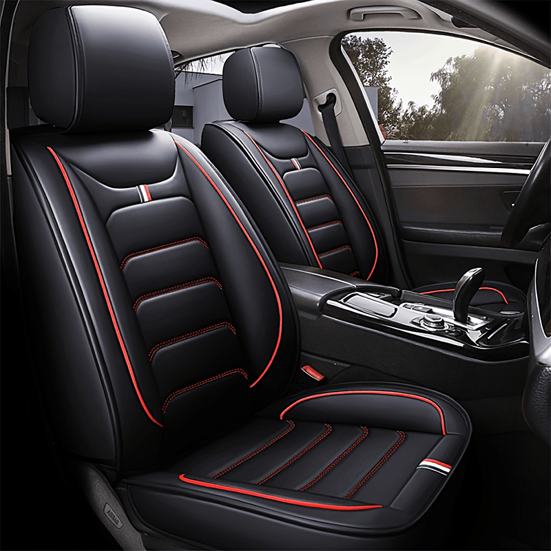 5 Car Seat Covers Faux Leather Seat Covers Full Set For Car Sedan SUV Truck Vans Front & Rear Seat Cushion Protector Wear-resistant, Breathable And Easy To Clean
